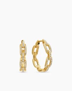Stax Chain Link Hoop Earrings 18K Yellow Gold with Diamonds, 23.8mm
