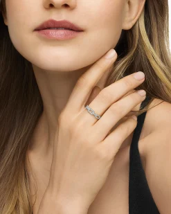 Stax Chain Link Ring 18K White Gold with Diamonds, 4.5mm