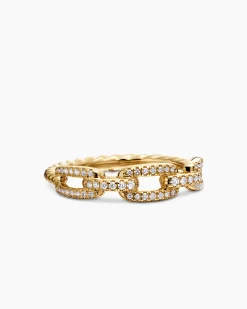 Stax Chain Link Ring 18K Yellow Gold with Diamonds, 4.5mm