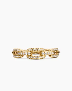 Stax Chain Link Ring 18K Yellow Gold with Diamonds, 4.5mm