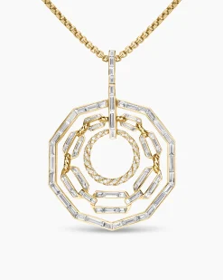 Stax Round Pendant Yellow Gold with Diamonds