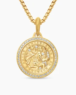 St. Christopher Amulet 18K Yellow Gold with Diamonds, 28.5mm