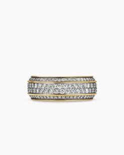 Streamline® Beveled Band Ring 18K Yellow Gold with Diamonds, 8.5mm