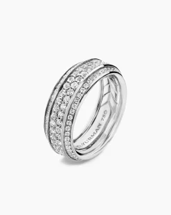 Streamline® Beveled Band Ring 18K White Gold with Diamonds, 8.5mm