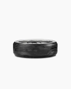 Streamline® Beveled Band Ring Sterling Silver with Forged Carbon, 8.5mm