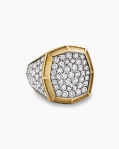 Streamline® Bold Signet Ring 18K Yellow Gold with Diamonds, 23.4mm