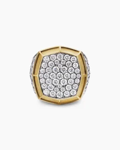 Streamline® Bold Signet Ring 18K Yellow Gold with Diamonds, 23.4mm