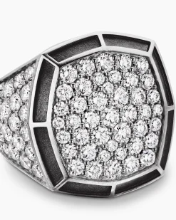 Streamline® Bold Signet Ring Sterling Silver with Diamonds, 23.4mm