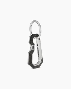 Streamline® Carabineer Keychain Sterling Silver with Forged Carbon, 57.5mm