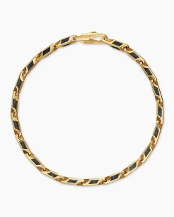 Streamline® Faceted Chain Bracelet 18K Yellow Gold with Forged Carbon, 4.3mm