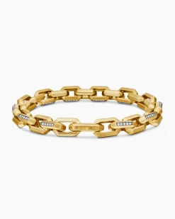 Streamline® Heirloom Chain Link Bracelet 18K Yellow Gold with Pavé Diamonds, 7.5mm