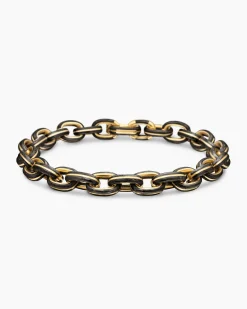 Streamline® Oval Link Bracelet 18K Yellow Gold with Forged Carbon, 8.5mm