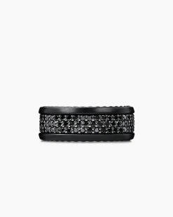 Streamline® Pavé Three Row Band Ring Black Titanium with Black Diamonds, 8.5mm
