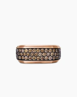 Streamline® Signet Ring 18K Rose Gold with Cognac Diamonds, 10mm