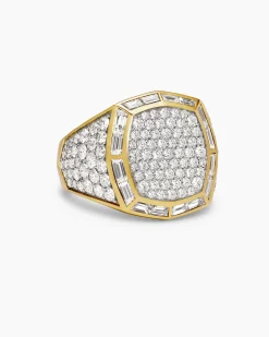 Streamline® Signet Ring 18K Yellow Gold with Diamonds, 25mm