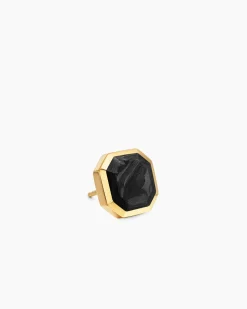 Streamline® Stud Earring 18K Yellow Gold with Forged Carbon, 10.5mm
