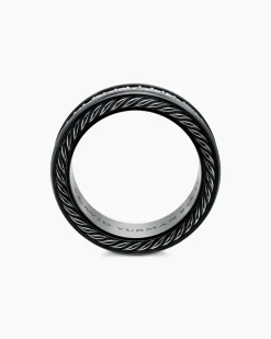 Streamline® Two Row Band Ring Black Titanium with Black Diamonds, 6.5mm