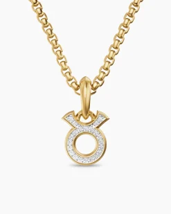 Taurus Amulet 18K Yellow Gold with Diamonds, 14.5mm