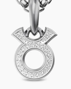 Taurus Amulet Sterling Silver with Diamonds, 14.5mm