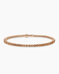 Tennis Bracelet 18K Rose Gold with Cognac Diamonds, 3mm