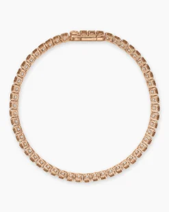 Tennis Bracelet 18K Rose Gold with Cognac Diamonds, 3mm