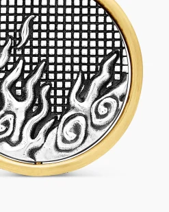 Water and Fire Duality Amulet Sterling Silver with 18K Yellow Gold, 24mm