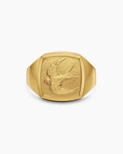 Waves Bird Pinky Ring 18K Yellow Gold, 14mm