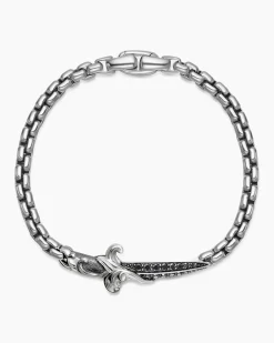 Waves Dagger Bracelet Sterling Silver with Black Diamonds, 5mm