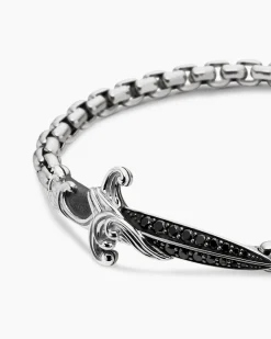 Waves Dagger Bracelet Sterling Silver with Black Diamonds, 5mm