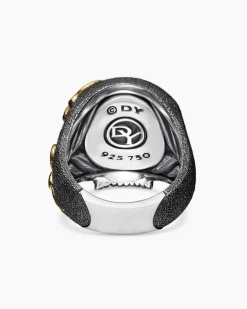 Waves Skull Ring Sterling Silver with 18K Yellow Gold, 24mm