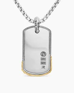 Waves Tag Sterling Silver with 18K Yellow Gold, 35mm
