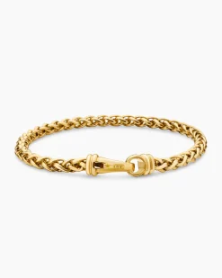 Wheat Chain Bracelet 18K Yellow Gold, 4mm