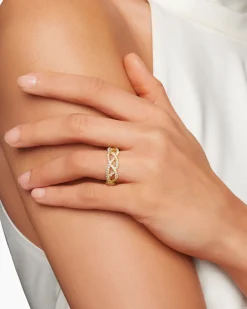 Wisteria® Band Ring 18K Yellow Gold with Diamonds, 7.3mm
