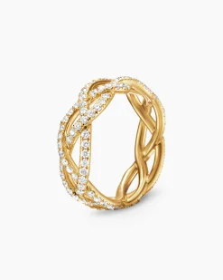 Wisteria® Band Ring 18K Yellow Gold with Diamonds, 7.3mm