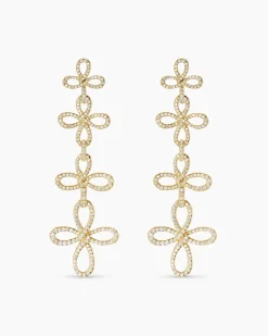 Wisteria® Statement Drop Earrings 18K Yellow Gold with Diamonds, 88.7mm