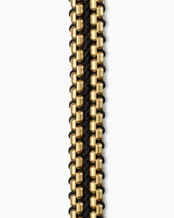 Woven Box Chain Bracelet Black Nylon and 18K Yellow Gold, 10mm