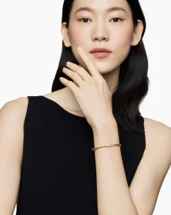 X Cablespira® Station Bracelet 18K Yellow Gold with Pavé Diamonds, 4mm