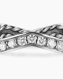 Zig Zag Stax™ Ring Sterling Silver with Diamonds, 2mm