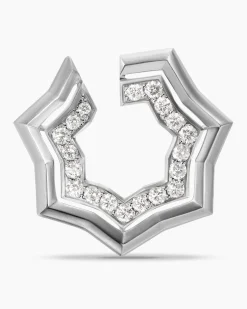 Zig Zag Stax™ Two Row Hoop Earrings Sterling Silver with Diamonds, 27mm